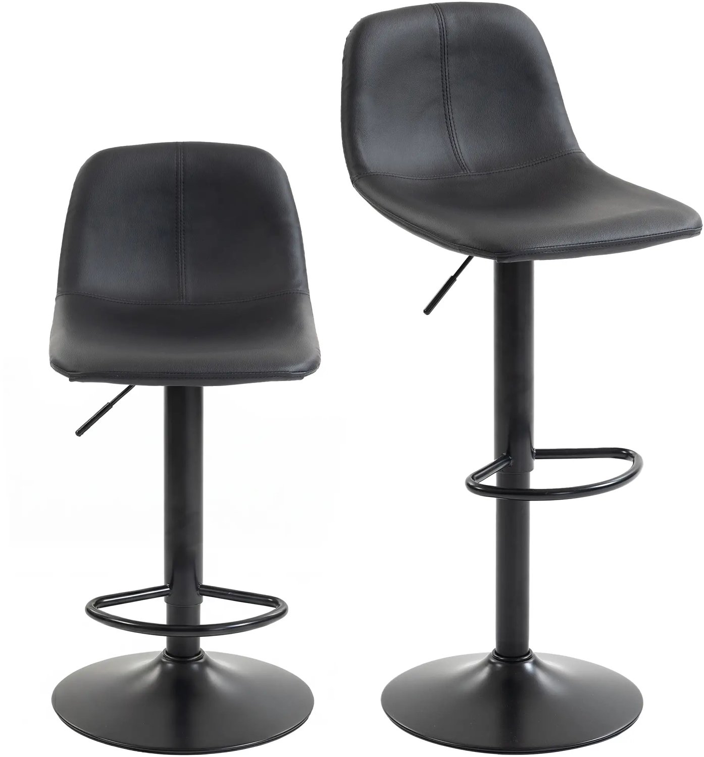 SONNENH Barkrukken set van 2 - Zwart kunstleer - Verstelbare zithoogte 60–82 cm - Draaibaar