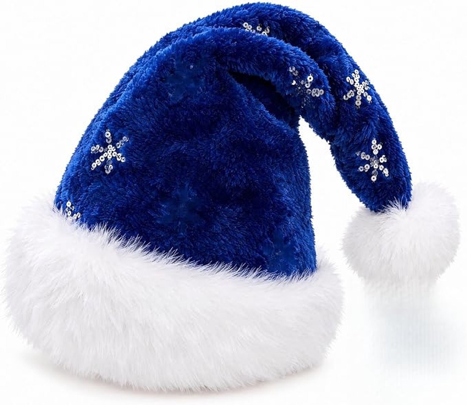 Kerstmuts voor volwassenen, blauw, met pailletten