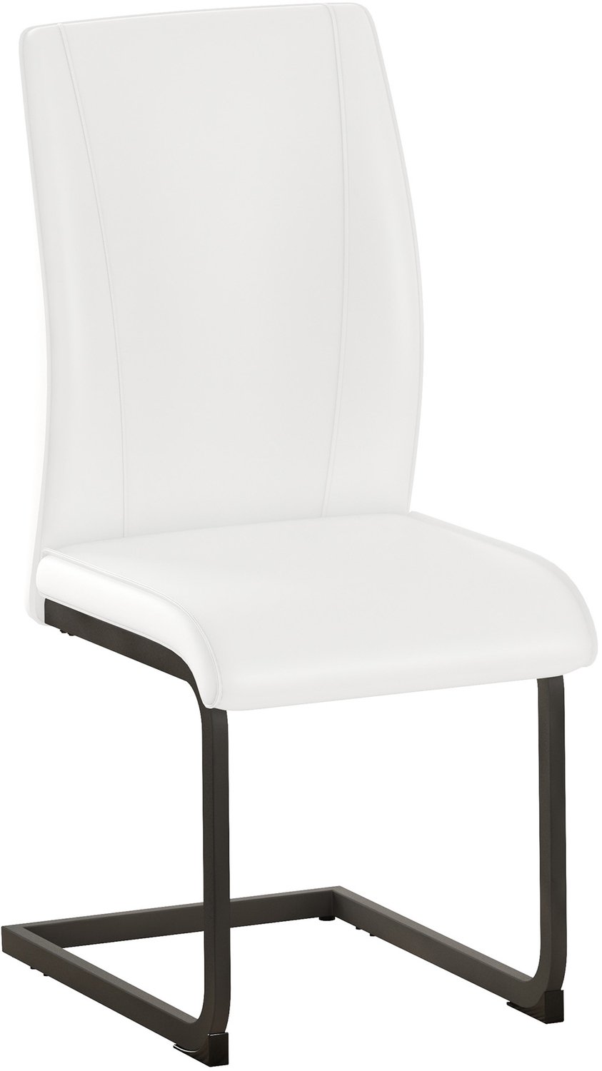 SONNENH Eetkamerstoelen set van 2 - Wit PU-kunstleer - Hoge gepolsterde rug - Zwart metalen sledeframe Wit met zwart sledeframe