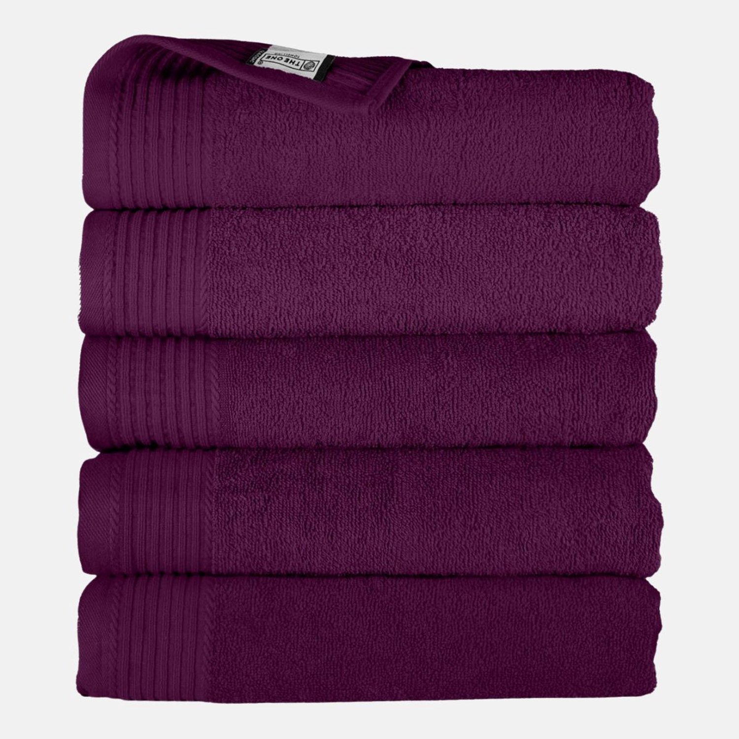 The One Towelling Badhanddoek - 70x140 cm - 5 stuks - Hotelkwaliteit - 450 g/m² - 100% Gekamd katoen - Plum