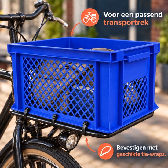 Dutch Standard Fietskrat - 40 x 30 x 22 cm - 26 Liter - Kunststof - Voor Transportrek - Steenblauw — afbeelding 2