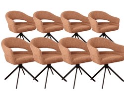 DS4U - - Bibi armstoel met terugdraaifunctie - Set van 8 - Roestbruin - Stof