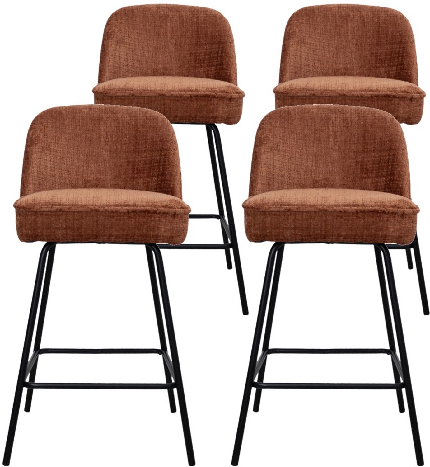 DS4U - - Vida barkruk 67 cm - Set van 4 - Roestbruin - Stof