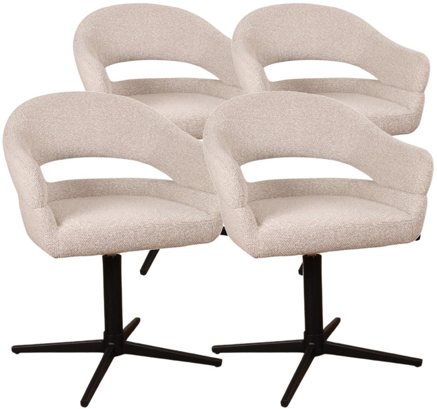 DS4U - - Mila armstoel met terugdraaifunctie - Set van 4 - Champagne - Stof