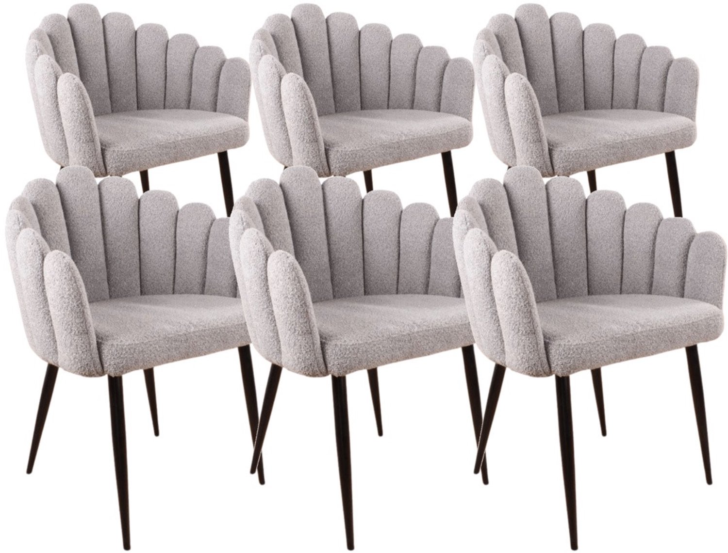 DS4U - - Flower eetkamerstoel - Set van 6 - Grijs - Boucle