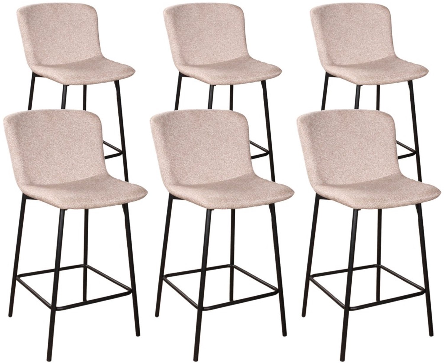 DS4U - - Vera barkruk 65 cm - Set van 6 - Champagne - Stof