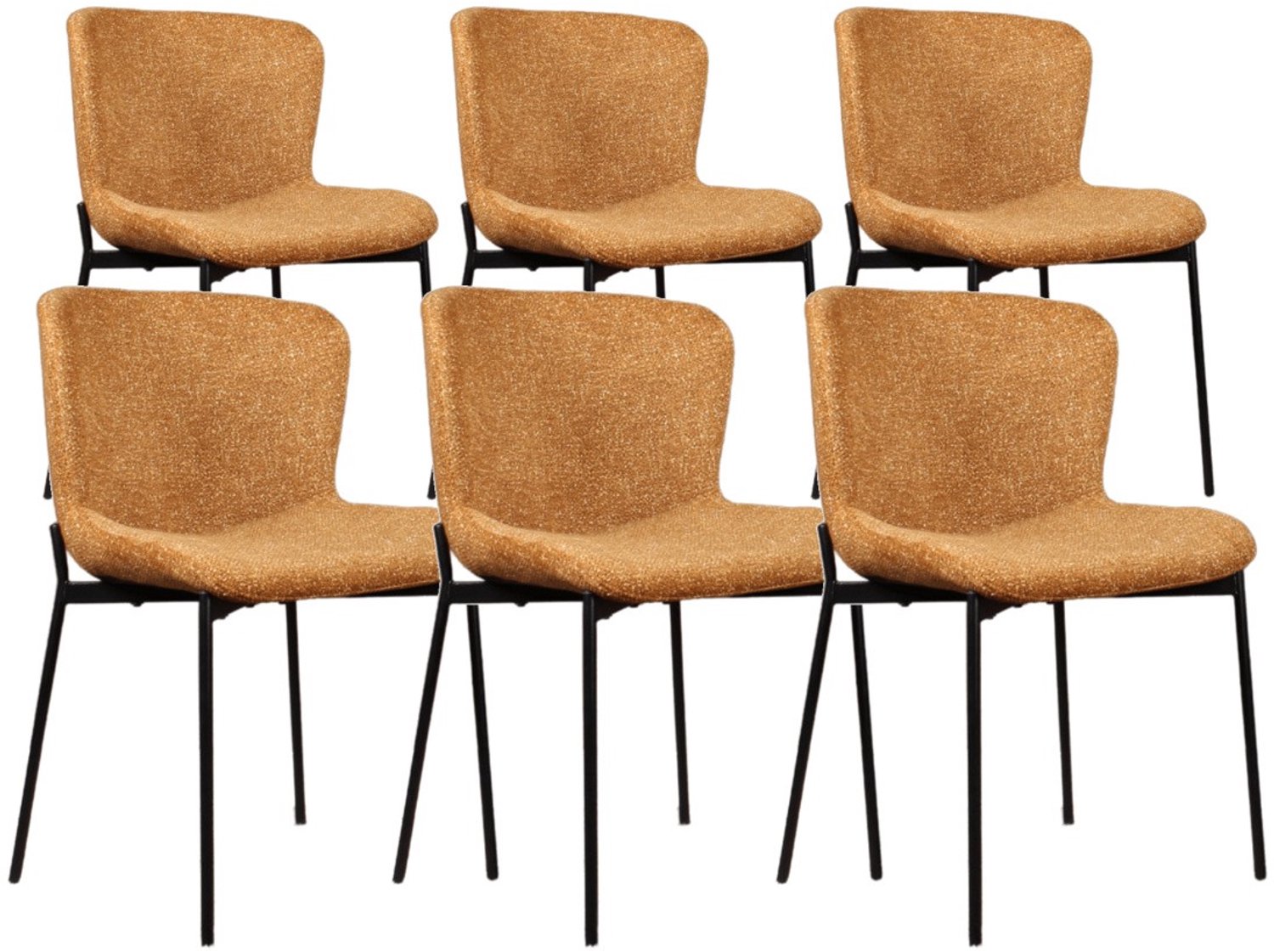 DS4U - - Vera eetkamerstoel - Set van 6 - Mosterdgeel - Stof