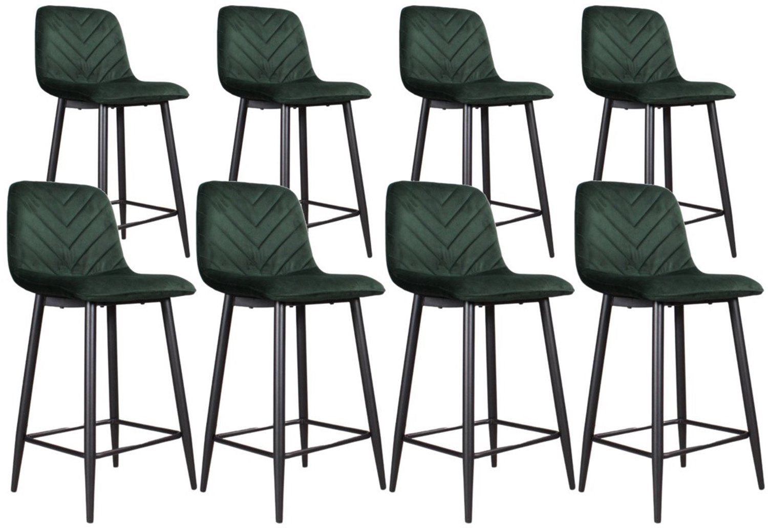DS4U - - Gaby barkruk 65 cm - Set van 8 - Groen - Velvet