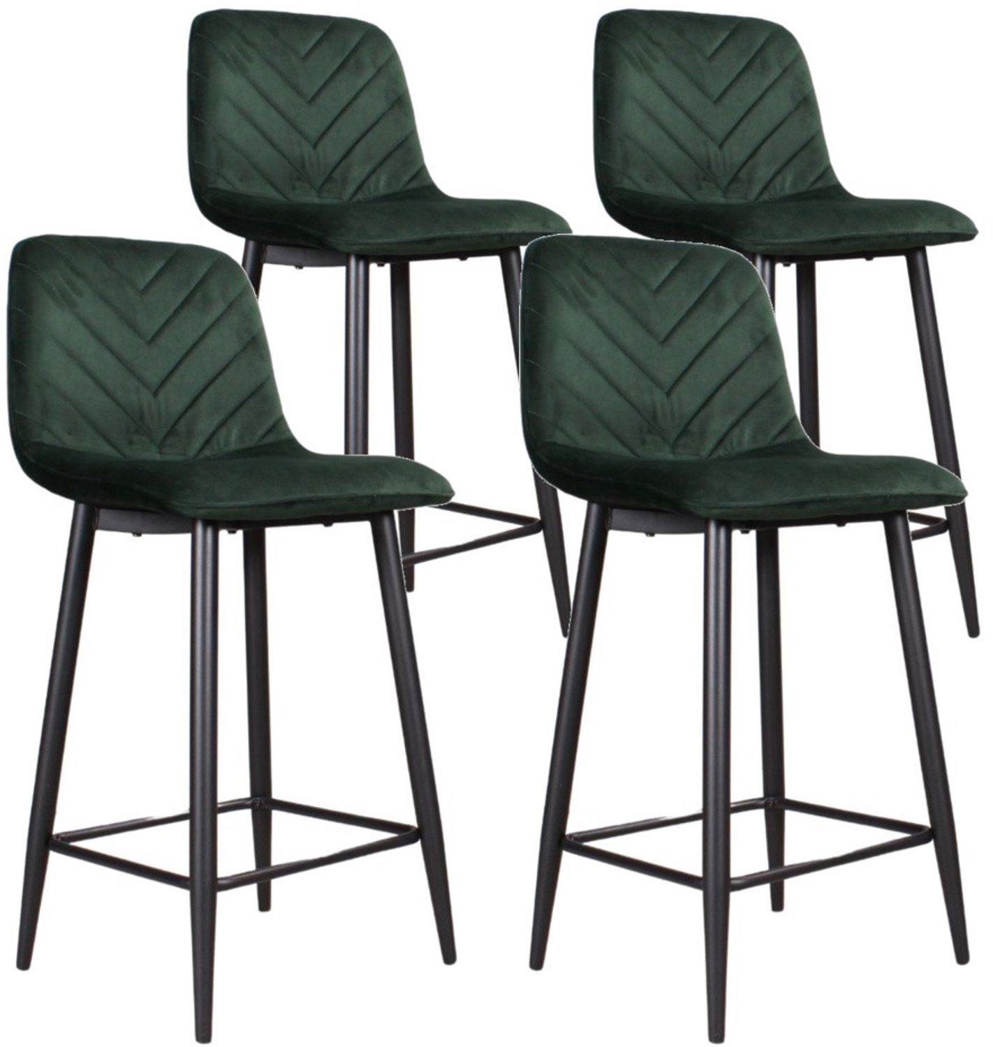 DS4U - - Gaby barkruk 65 cm - Set van 4 - Groen - Velvet