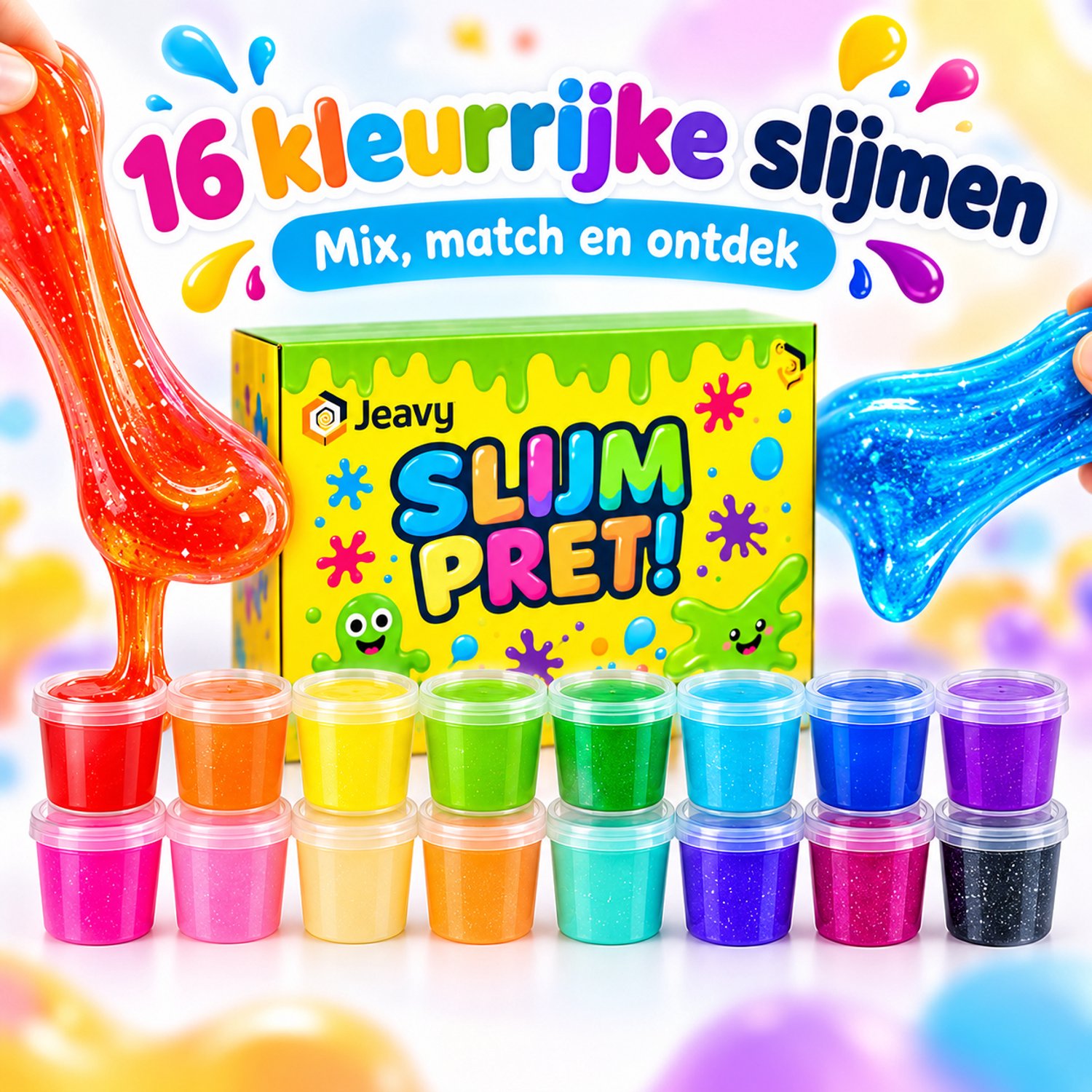 16 kleuren kant-en-klaar Jeavy slijm