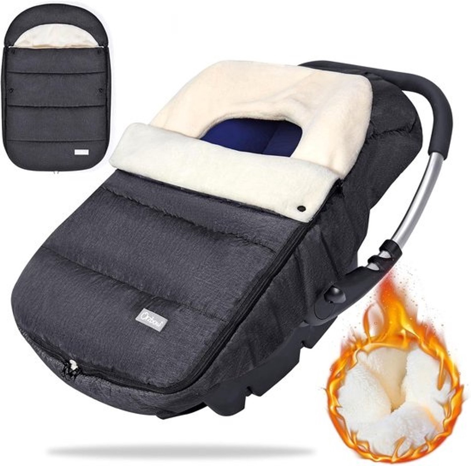 Warme zak voor babyvoeten - Deken voor in de autostoel - Houdt de baby warm - Waterbestendig en verwijderbaar - 68 x 47 cm - Donkergrijs