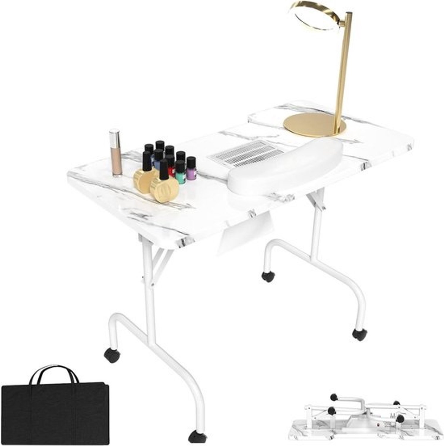 Tafel voor manicures - Nageltafel met afzuiging - Zelf nagels aanbrengen - Met afzuiger inbegrepen - 94 x 48 cm - Wit