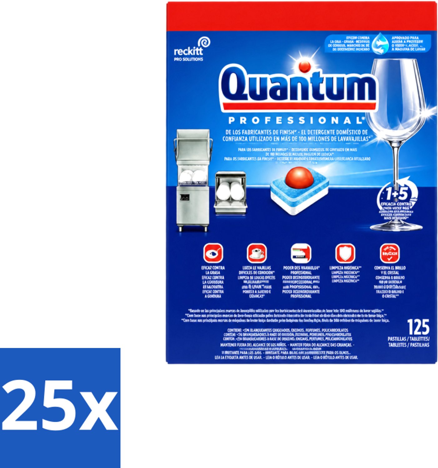 25 x Finish – Vaatwastabletten – Quantum Pro All-in-One – 125 Capsules - Voordeelverpakking - 25 stuks