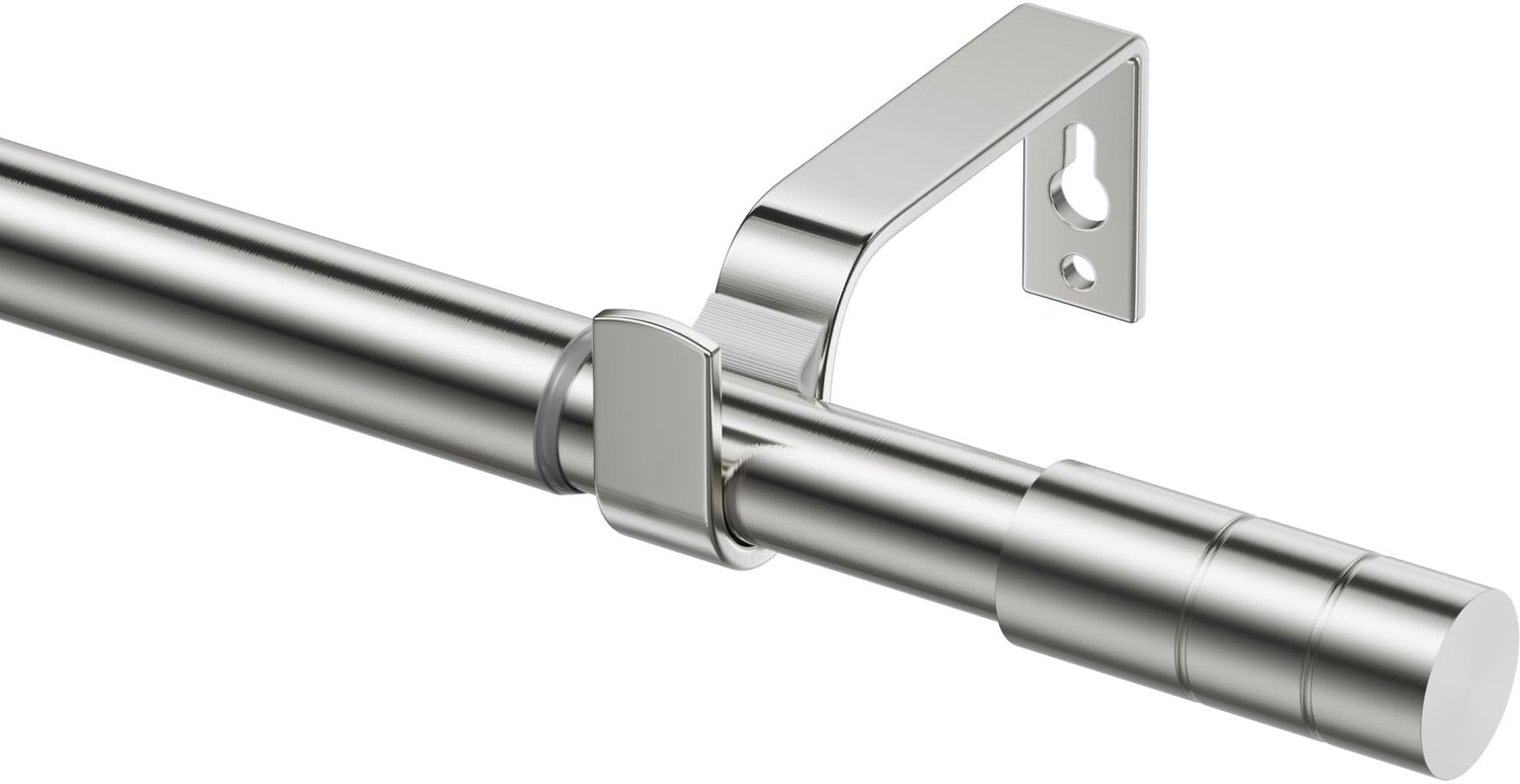 Uitschuifbare gordijnroeden 72-220 cm - geborsteld nikkel - metalen gordijnstokken - ideaal voor oogjesgordijnen - m-winkel