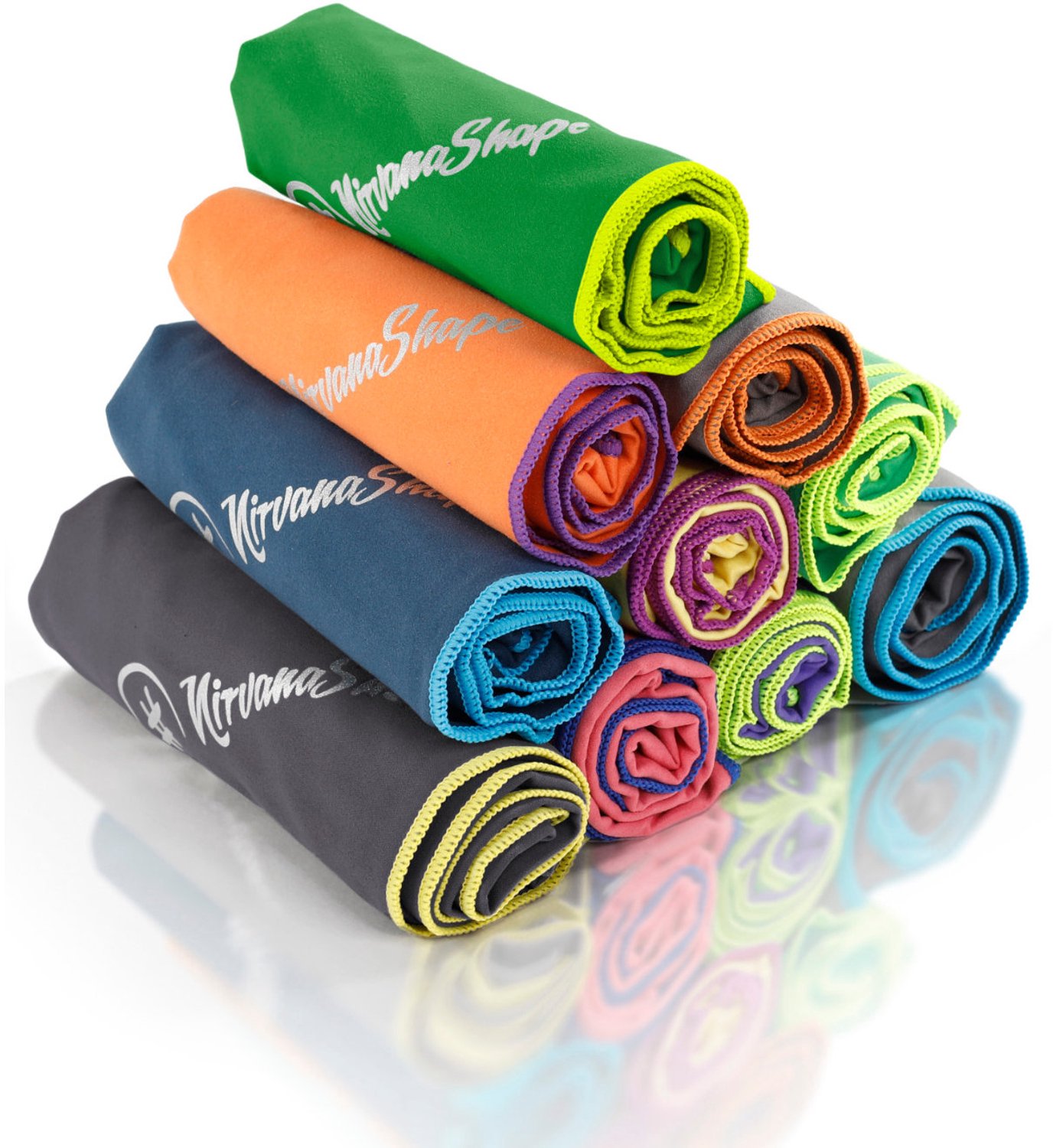 NirvanaShape - microvezel handdoek - microvezel reishanddoek - sneldrogend, ultralicht en zijdezacht - tot 8 keer meer absorberend - 120 x 60 cm - Groen / Gele Rand