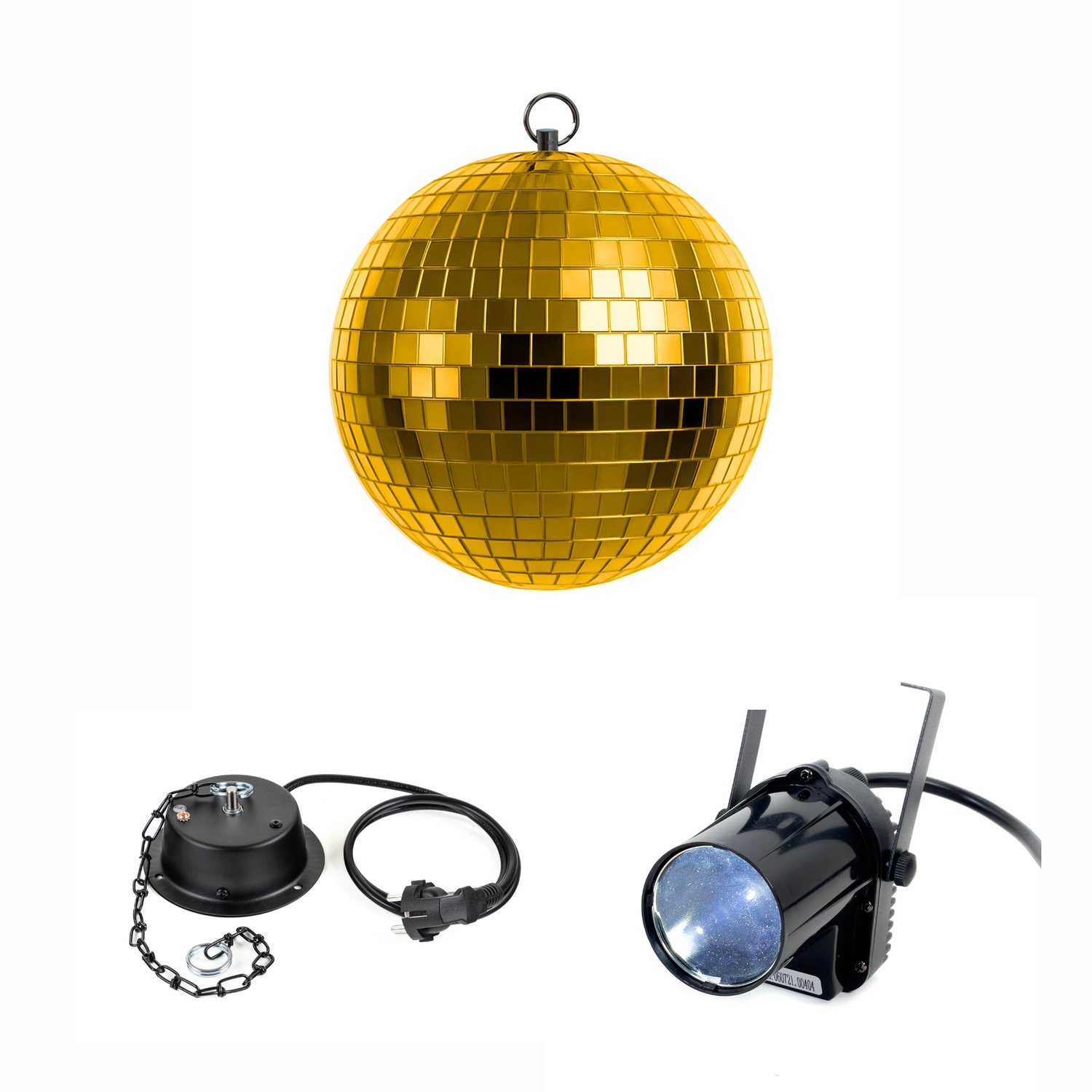 Marconi Discobal Goud 30 Cm Bundle - Discobal Set - Spiegelbal - Met Motor En Pinspot Led - Feestverlichting