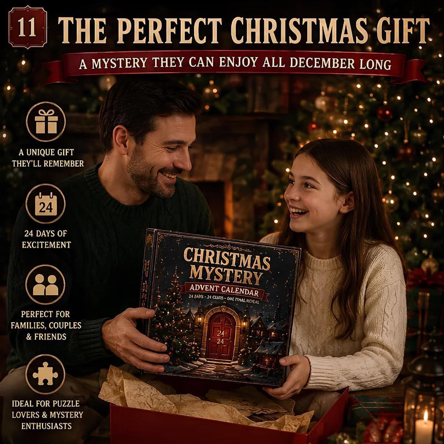Adventskalender 2026 met Puzzels - 24 Dagen Mystery Adventure - Escape Room Spel voor Thuis - 6 Mysterieverhalen - Interactieve Kerst Countdown - Dagelijkse Raadsels & Verborgen Aanwijzingen - Voor Tieners, Volwassenen & Gezin - Winter Cabin – foto 7