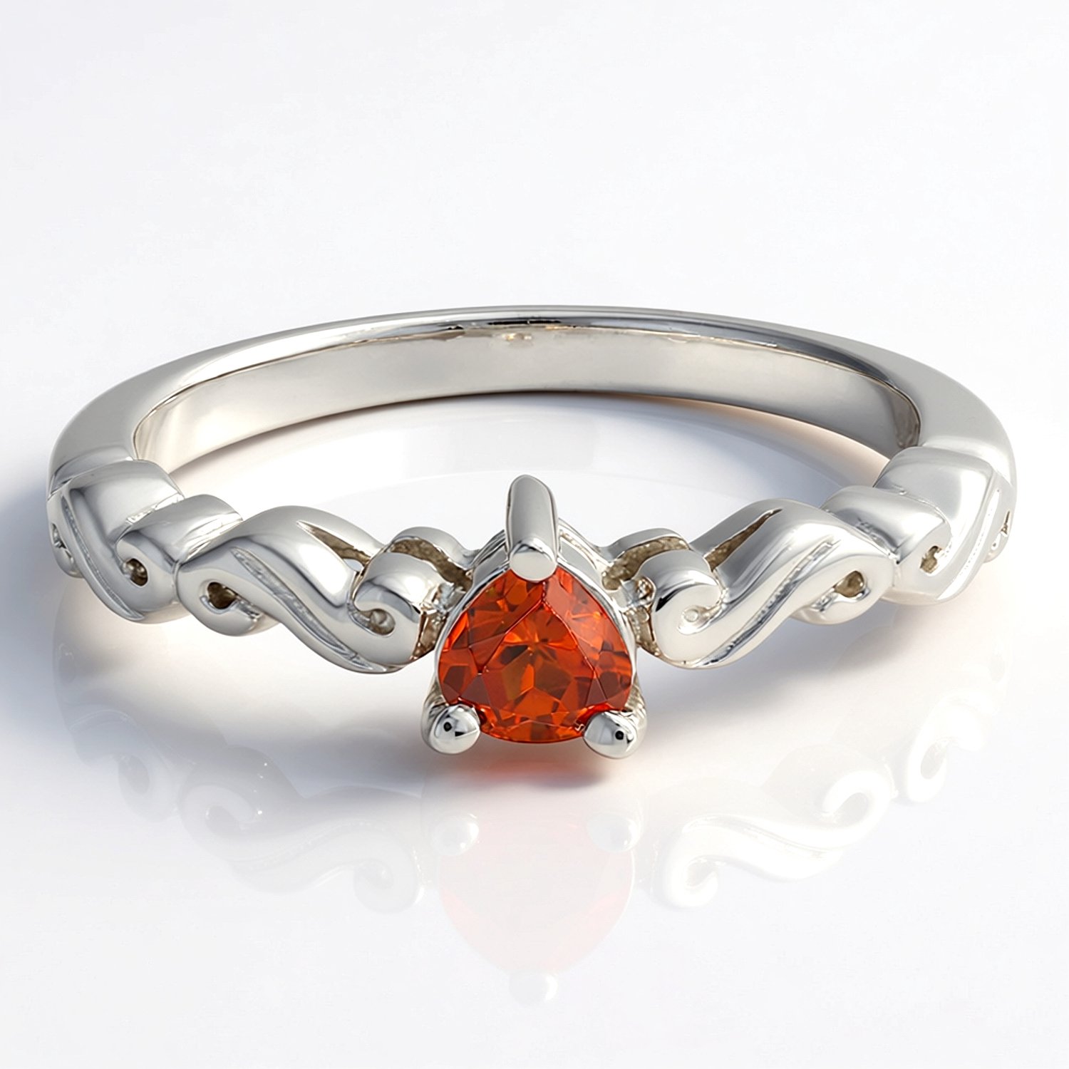Cavill - 925 Sterling Zilveren Ring - 0,25 ct Peervormige Hessoniet Granaat - Tijdloze Oranje Edelsteen - Gefacetteerde Druppelvorm