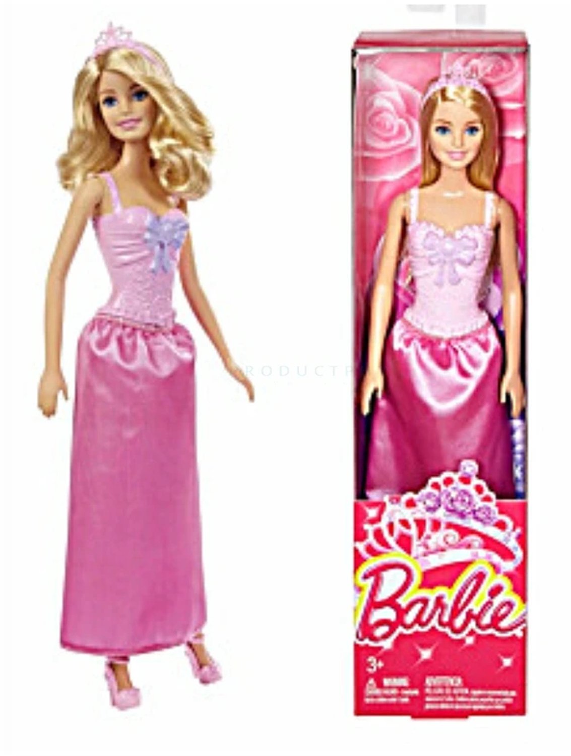 Mattel Barbie prinsessenpop DMM06 - glitterrok en tiara, roze of paarse uitvoering