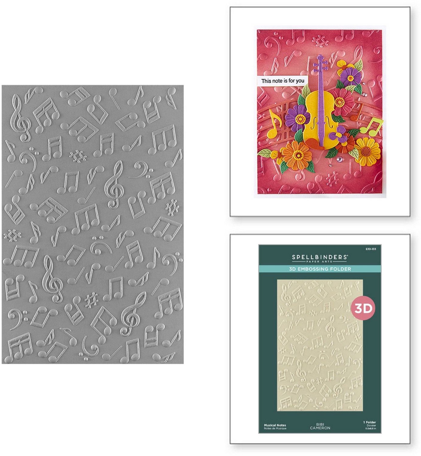 Spellbinders 3D Embossing Folder - Bibi's Musical Notes - 14 x 21,6 cm