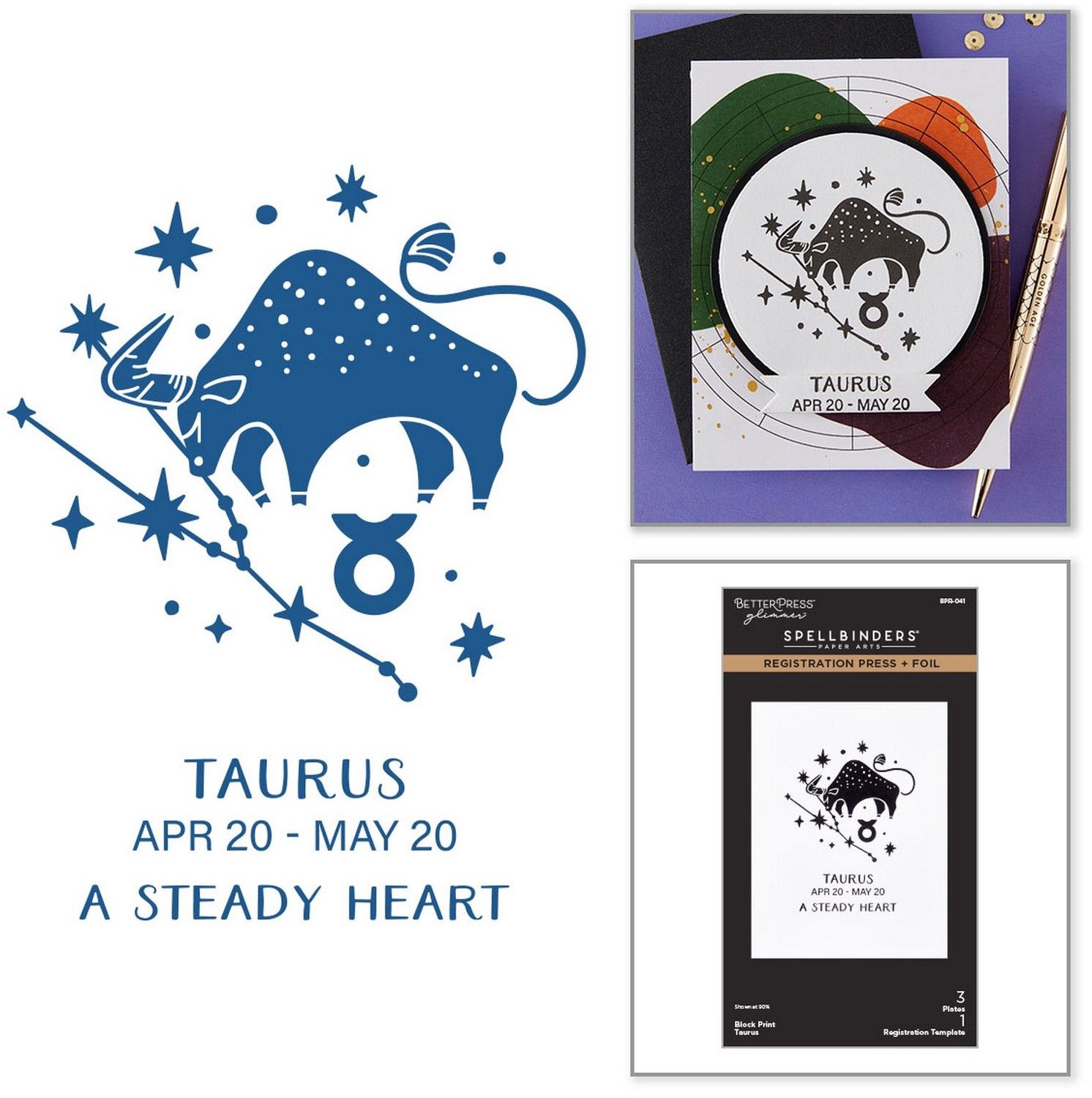 Spellbinders Block Print Press + Foil Plates - Stier (Taurus) - 4 st.