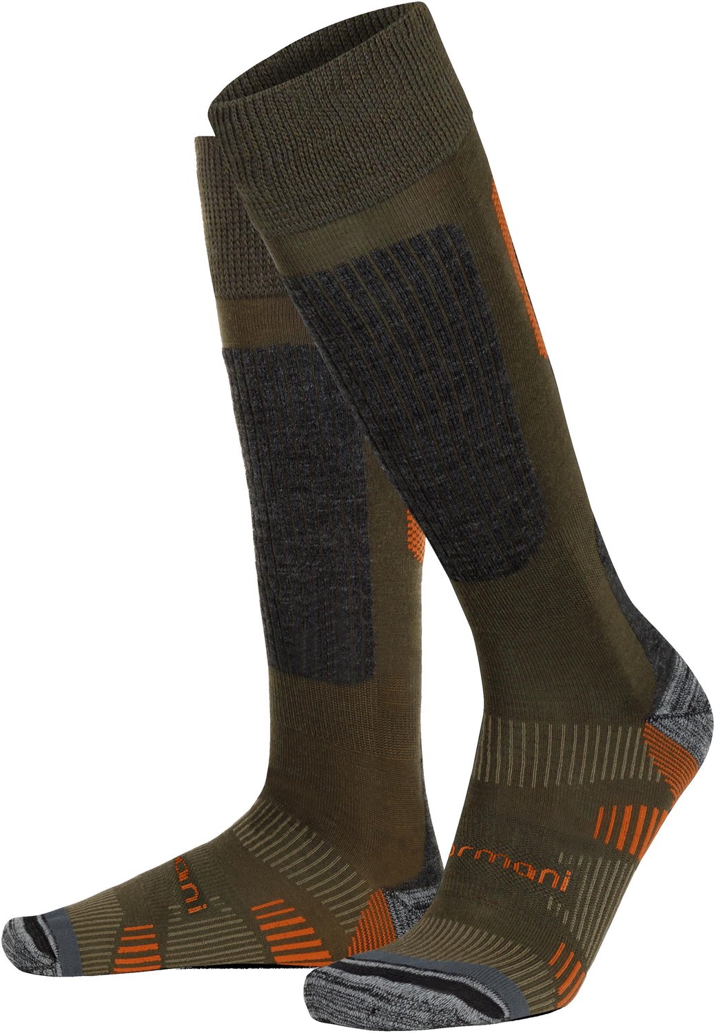 2 comfortabele merino-trekkingsokken tot aan de knie met badstofzool
