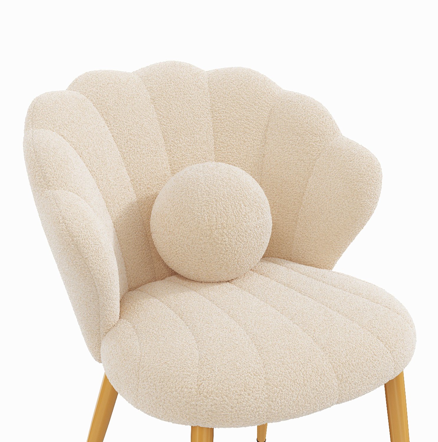 MODENUIT Eetkamerstoel - Set Van 4 Met Teddy Stof - Voor Eetkamer - Metalen Poten - 60x62,5x83 Cm - Beige
