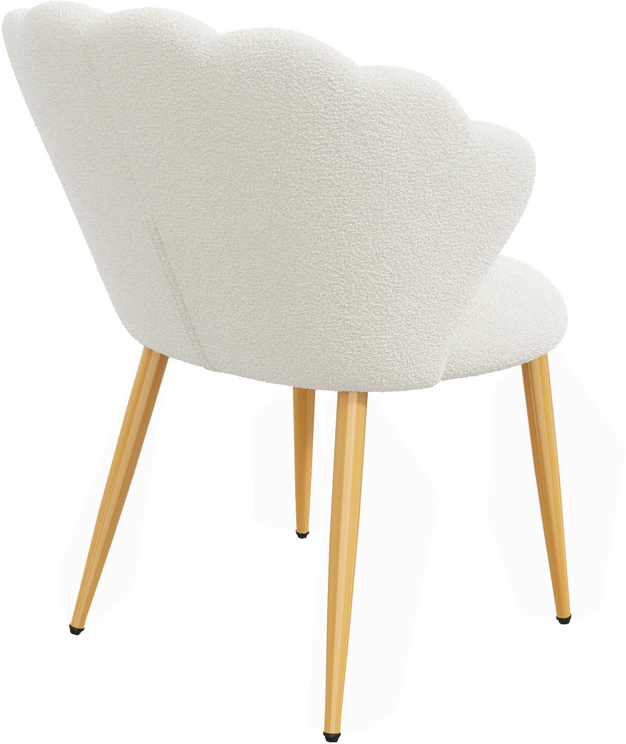 MODENUIT Eetkamerstoelen - Set Van 6 Met Schelpvormige Rugleuning - Voor Eetkamer - Teddy Stof - Wit