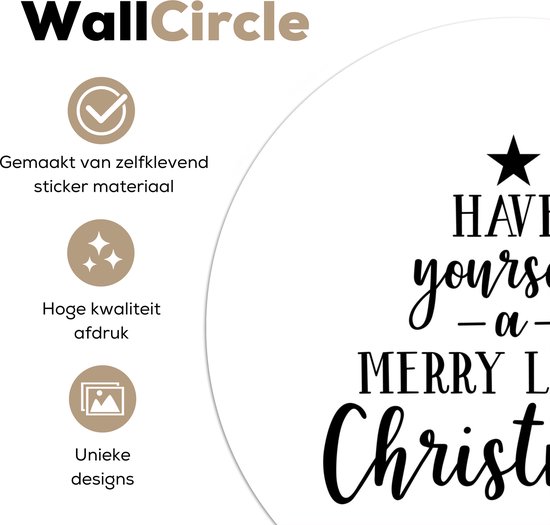 Citation de Noël Ayez un joyeux petit Noël avec un fond blanc Sticker papier peint cercle mural - ⌀ 120 cm - peinture ronde - cercle papier peint - cercle mural - cercle vivant - autocollant & découpe ronde