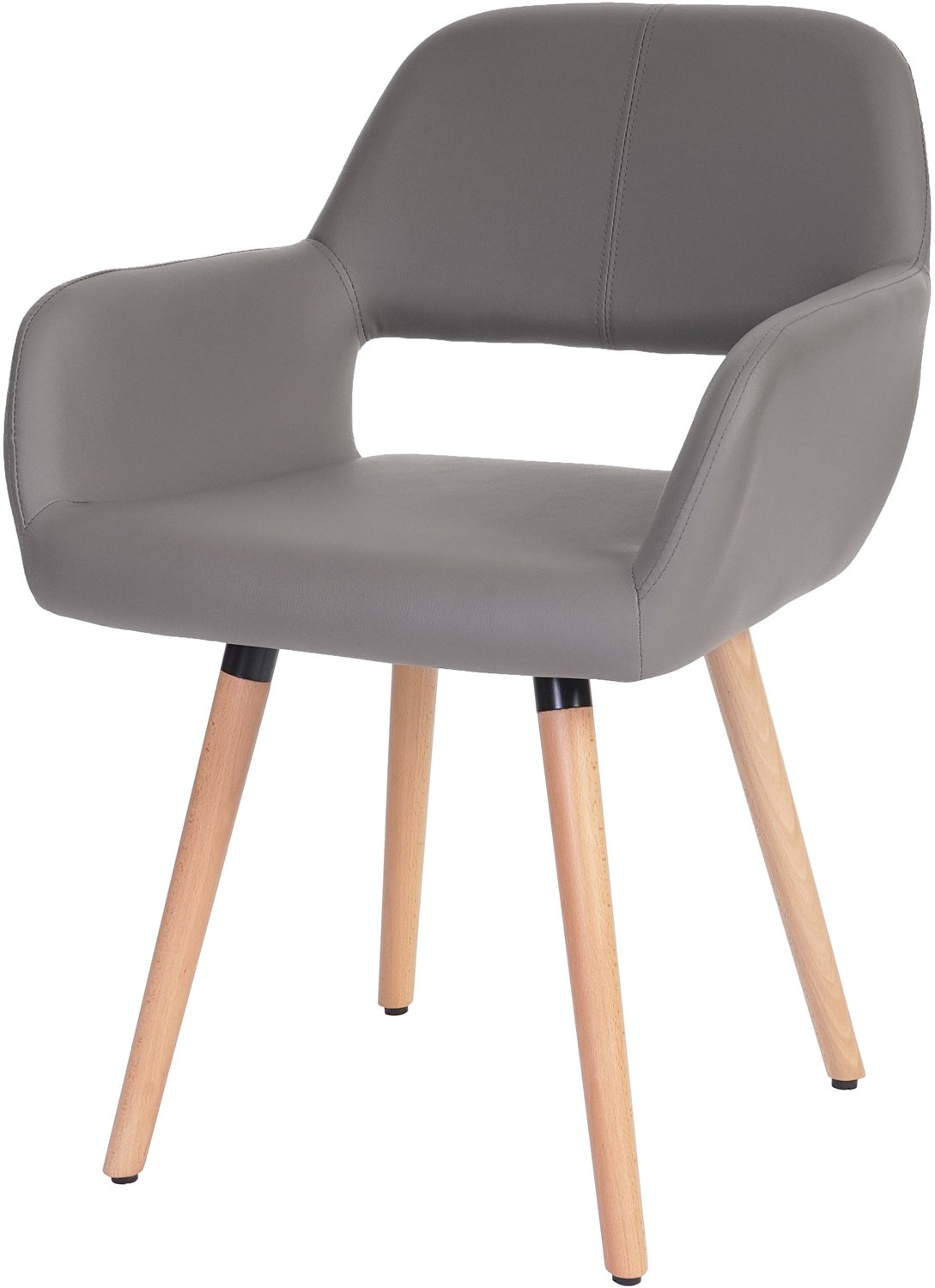 MCW Set van 6 eetkamerstoelen MCW-A50 II, keukenstoel, retro jaren 50 design ~ kunstleer, taupe-grijs, lichte poten