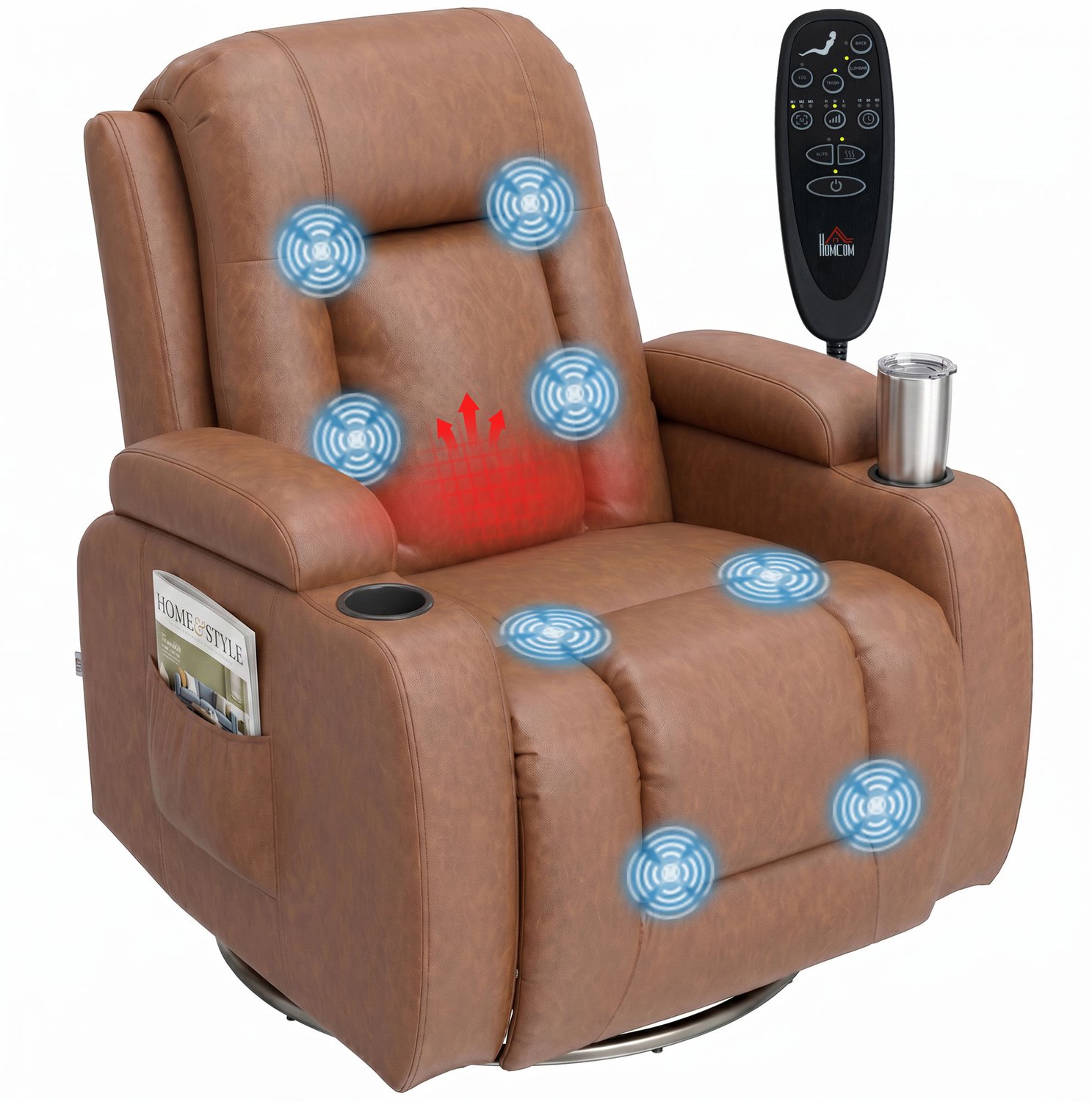 HOMCOM Massage Relaxbank - Polyurethaan - 85x94x104cm - Bruin