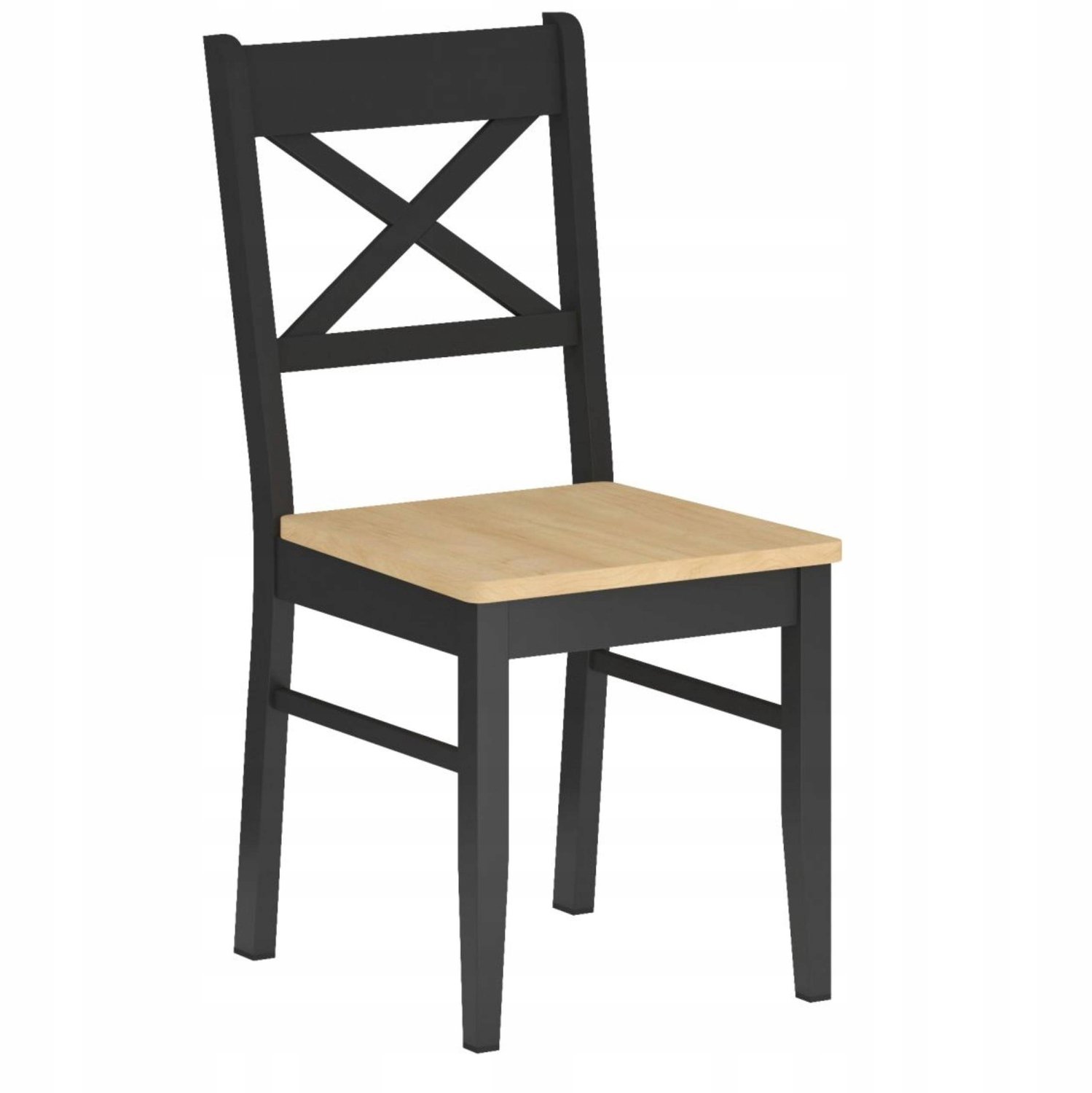 Furnitex K36-FX - Eetkamerstoel - Zwart - Naturel eiken zitting - Houten onderstel