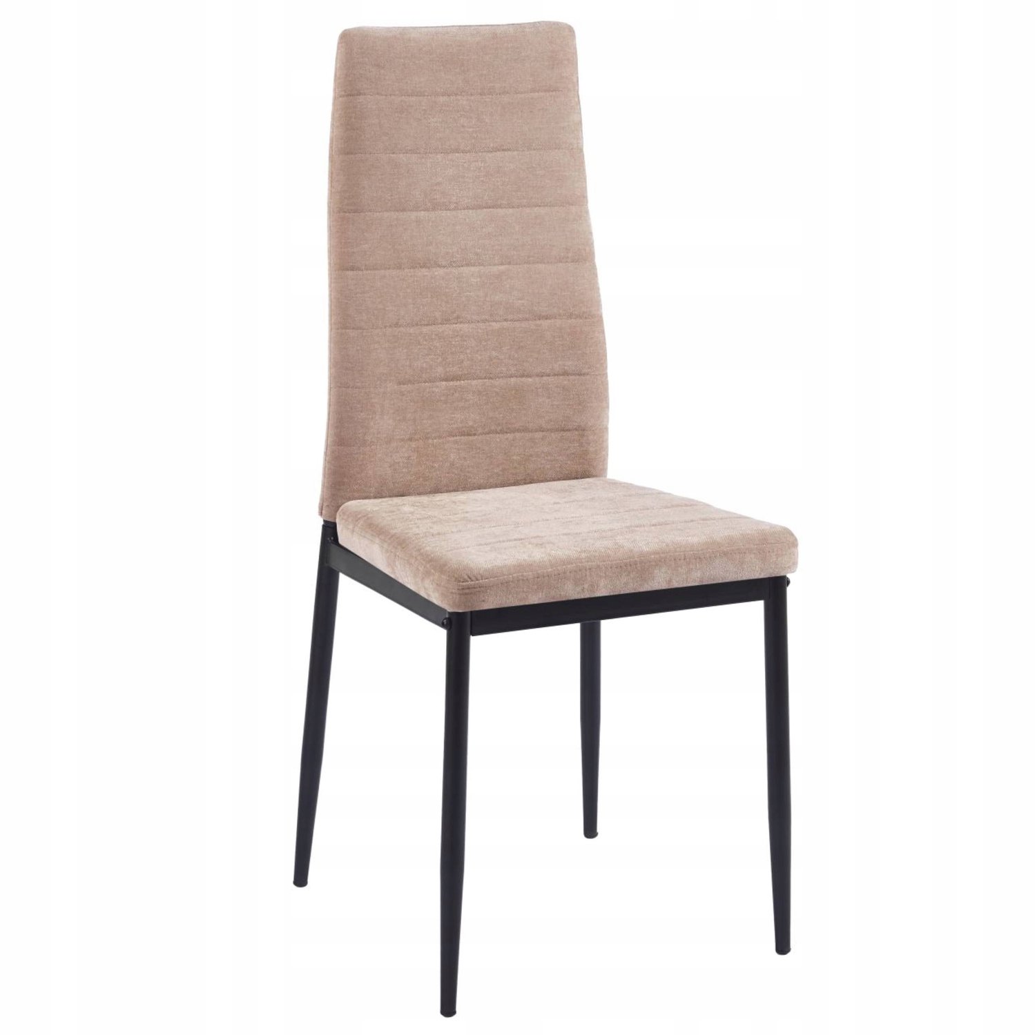 Furnitex K49-FX - Eetkamerstoel - Cappuccinokleurige fluwelen bekleding - Zwarte metalen poten