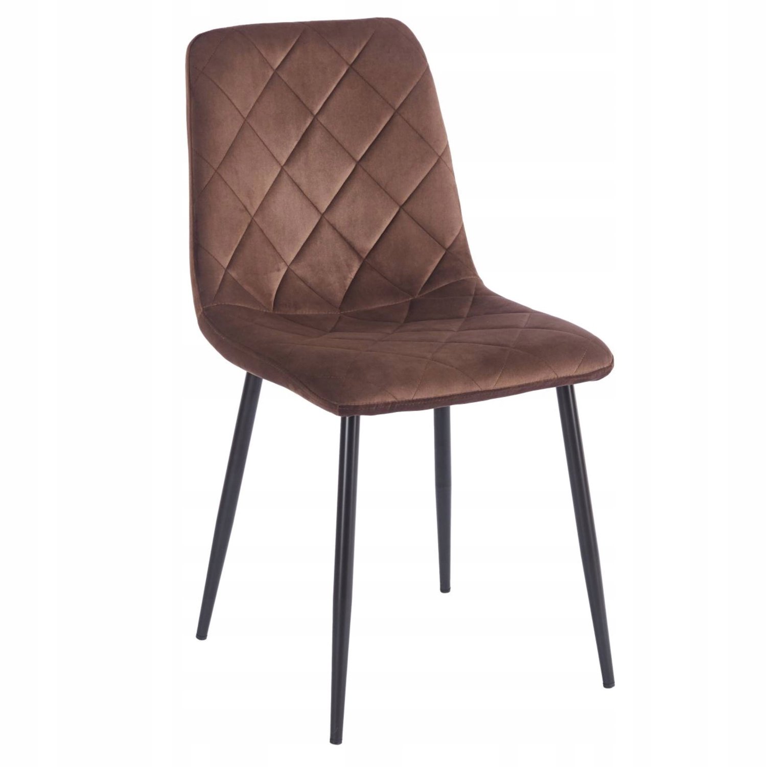 Furnitex Riviera 26 - Eetkamerstoel - Mokkabruin fluweel - Zwarte metalen poten