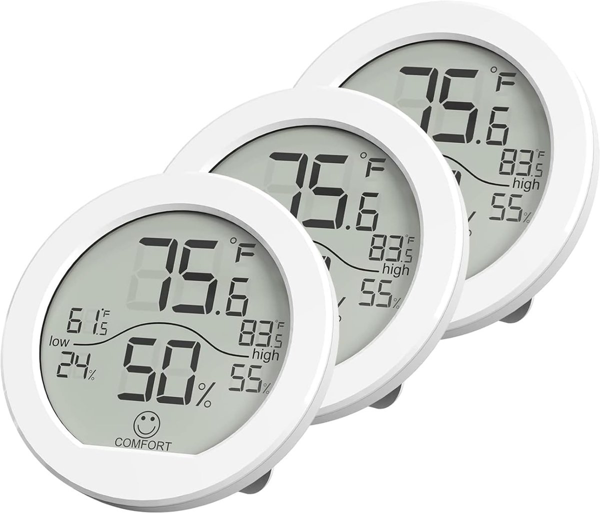 Digitaal Thermometer-Hygrometer - Meet temperatuur en luchtvochtigheid - Voor binnen in huis en kamer - 3 stuks