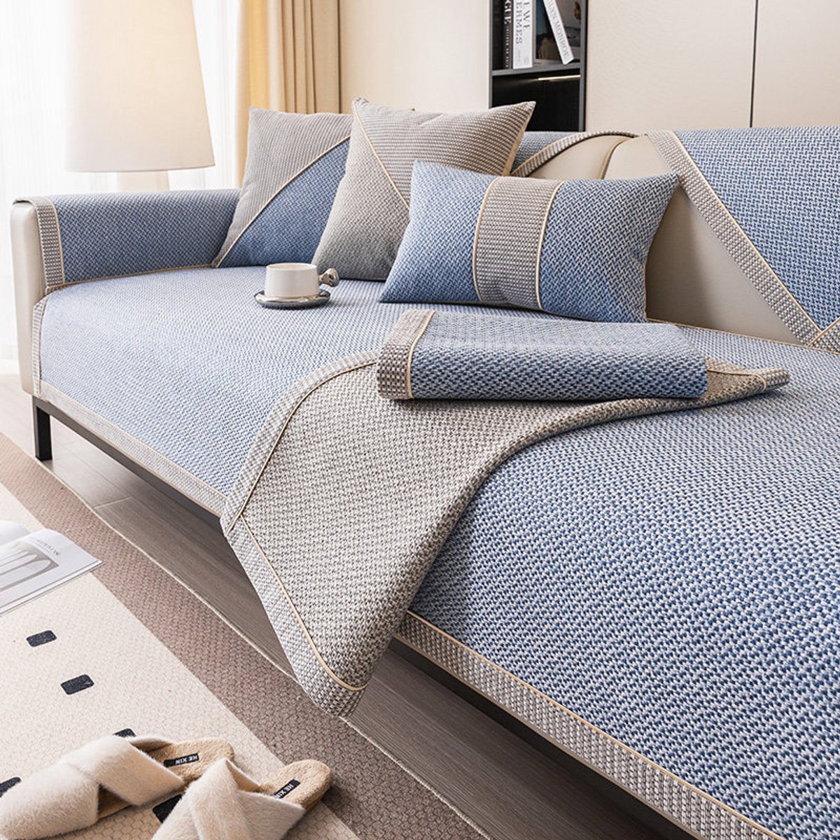 HisKes Bankhoezen - 90*160cm Bankkussens - Bankdekens - Antislip bankhoezen - Huisdiervriendelijke bankhoezen - Geschikt voor 1-2-zitsbankkussens - Blauw