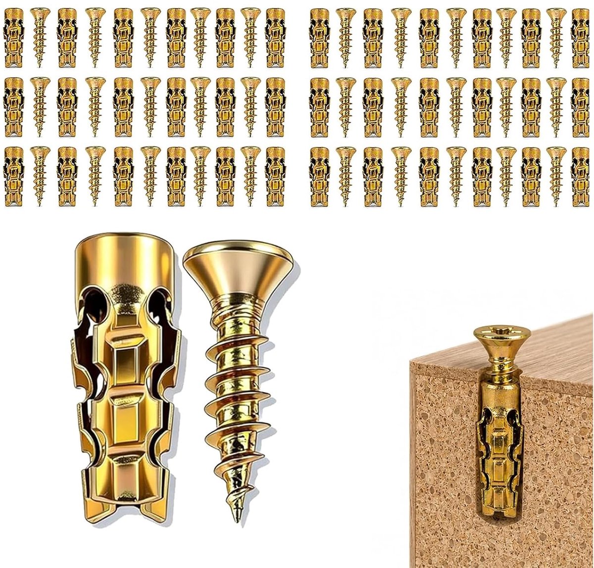 Schroeven en expansiebouten Geschikt voor scharnierreparatie, set van 100 expansiebouten van 6 x 14 mm.