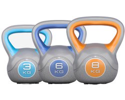 Gorilla Sports Gorilla Sports Kettlebells - Kunststof Trendy - 3 kg, 6 kg & 8 kg - 3 stuks