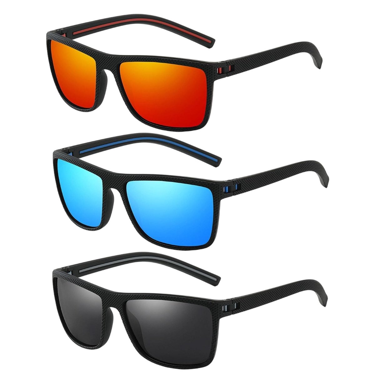 Elzusha - Unisex Zonnebrillen Set van 3 - Lichtgewicht Klassiek Montuur