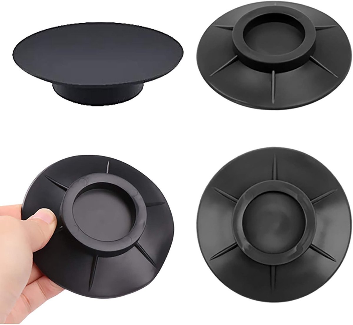 Anti vibratiematten wasmachine - Zwart - Rubber - Set van 4 Trillingsdempers voor Wasmachine en Droger