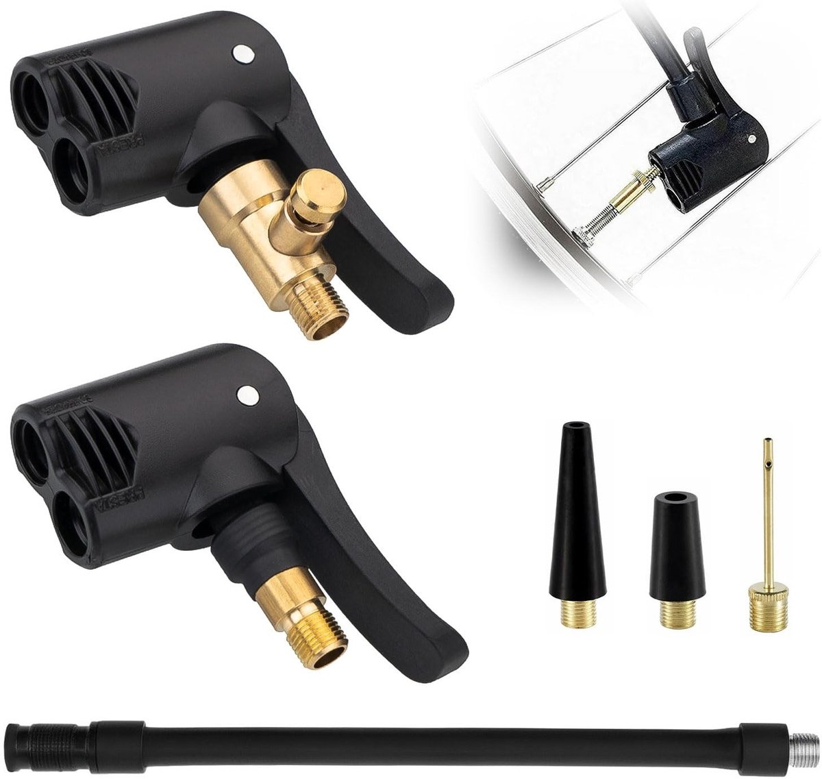 Elzusha - Fietsventieladapter - 2 Stuks met 210 mm Slang