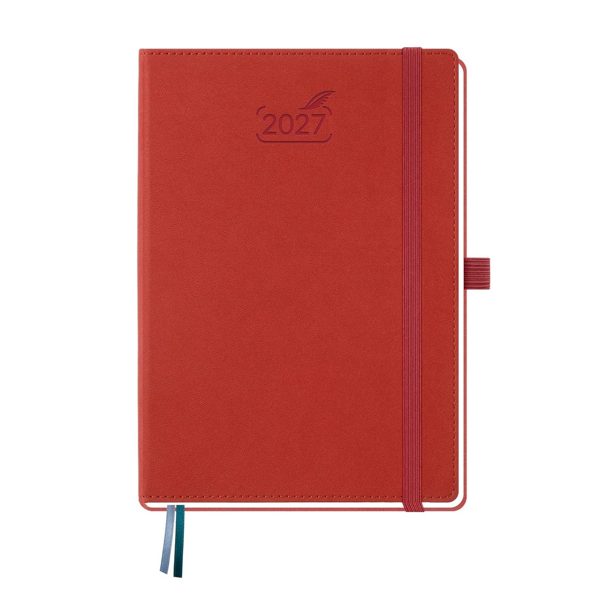 Elzusha - Boekkalender A5 2027 - Weekplanner met hardcover en maandindex - Rood