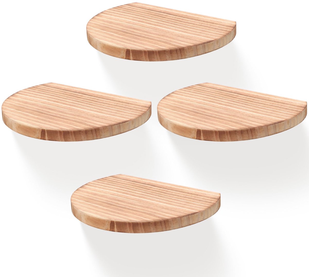 Elzusha - Ronde zwevende houten planken - Set van 4 - Compacte stijl - Zwart