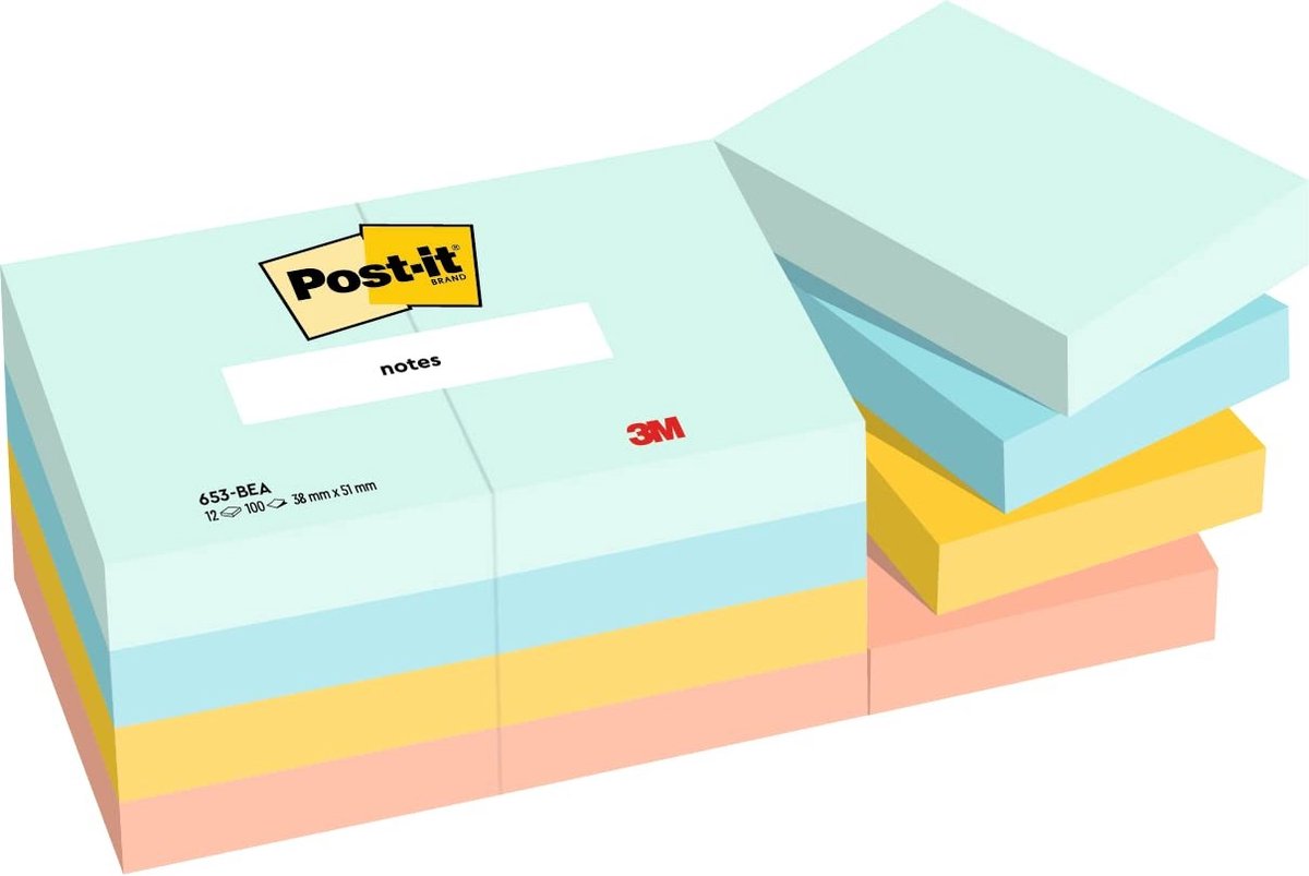 Elzusha - Post-it Notes Beach Color Collection - 12 Pads in opvallende kleuren
