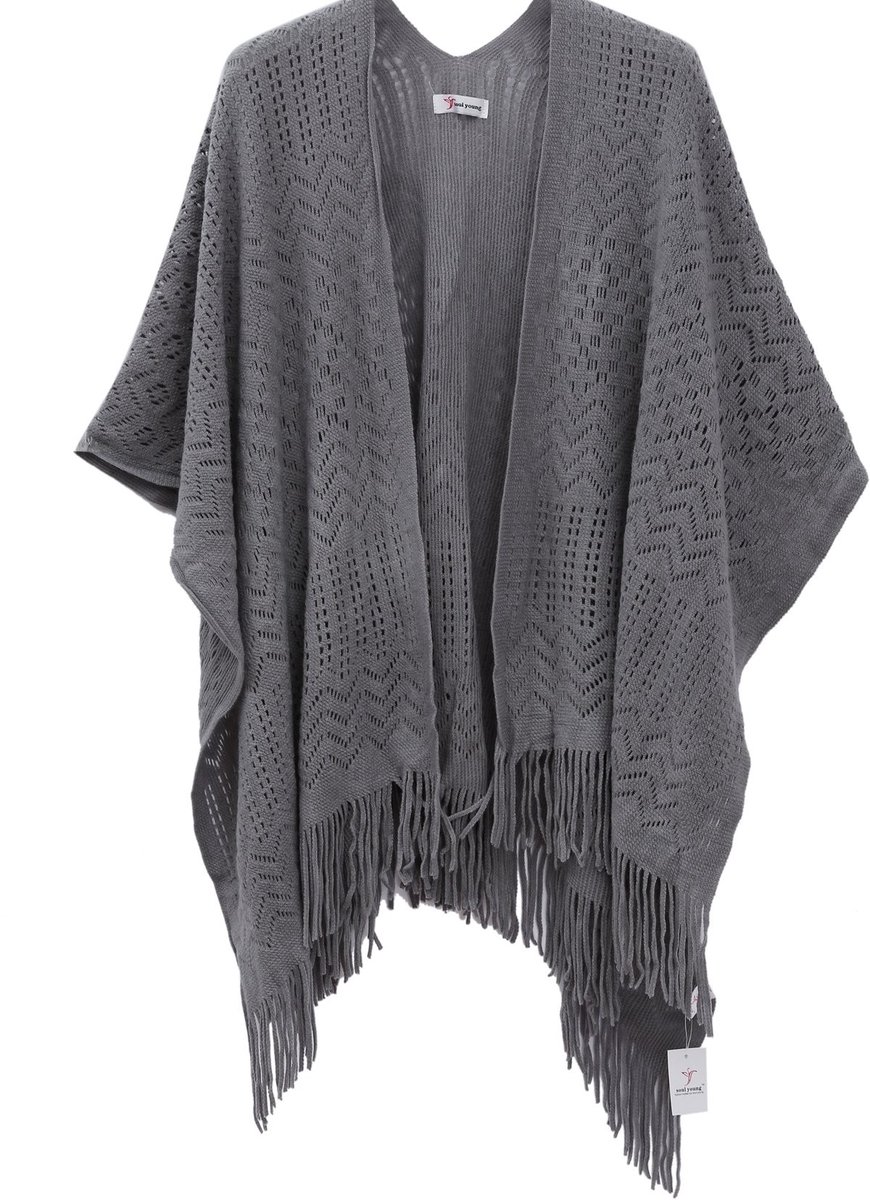 Elzusha - Dames Gebreide Sjaal en Poncho in Plus Size