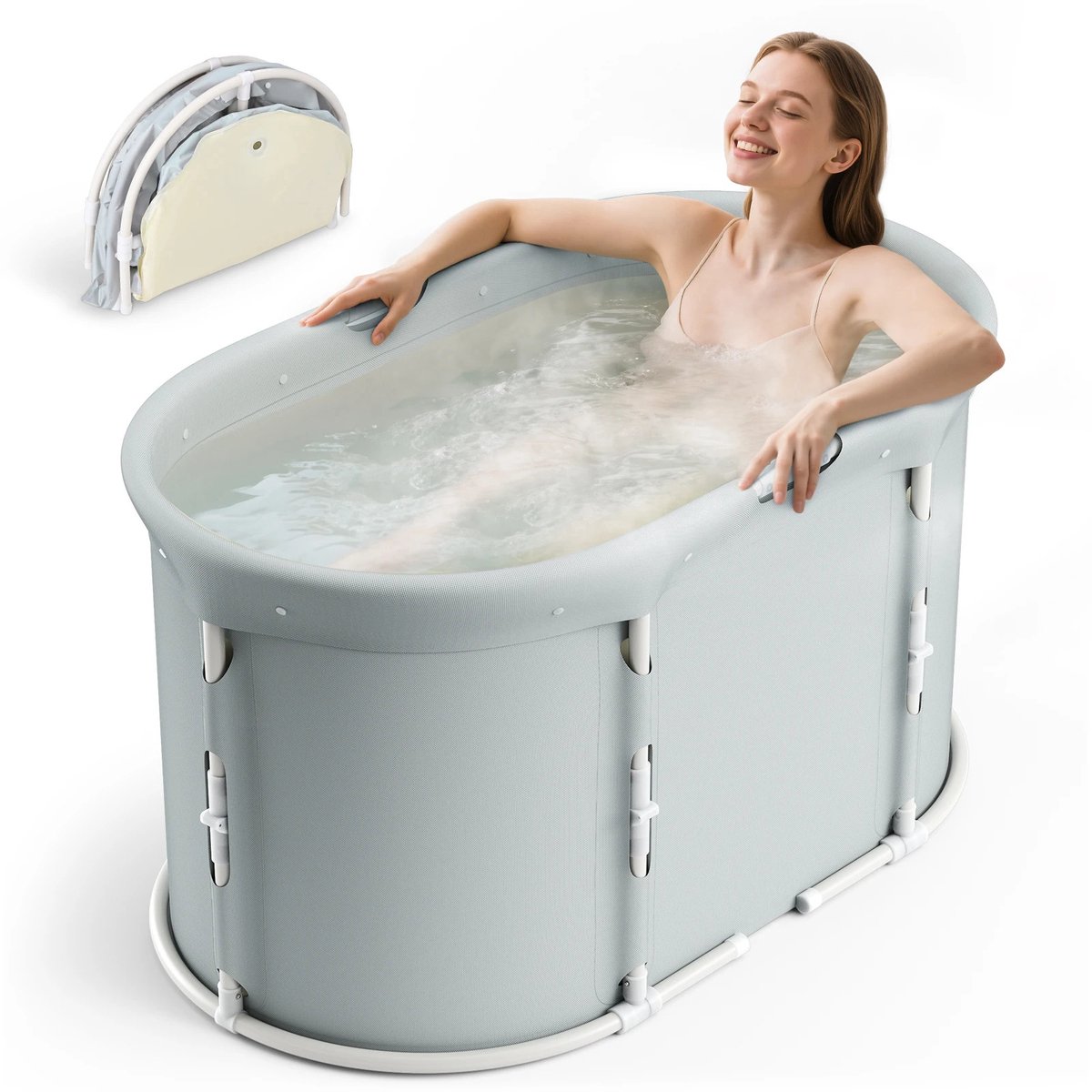 Gudalio Opvouwbaar Bad - Ijsbad - Ligbad - Badkuip - Inklapbaar - Isolerend - Compact opbergbaar - 92 × 57 × 56 cm - Grijs