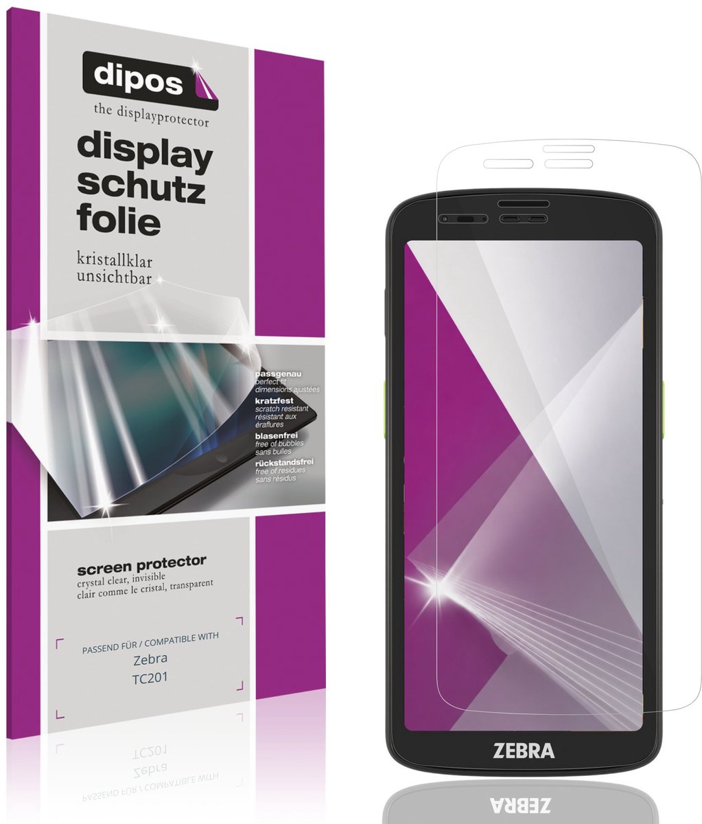 dipos – 4x Beschermfolie geschikt voor Zebra TC201 | Krasbestendige & heldere Screenprotector Ultra-Thin
