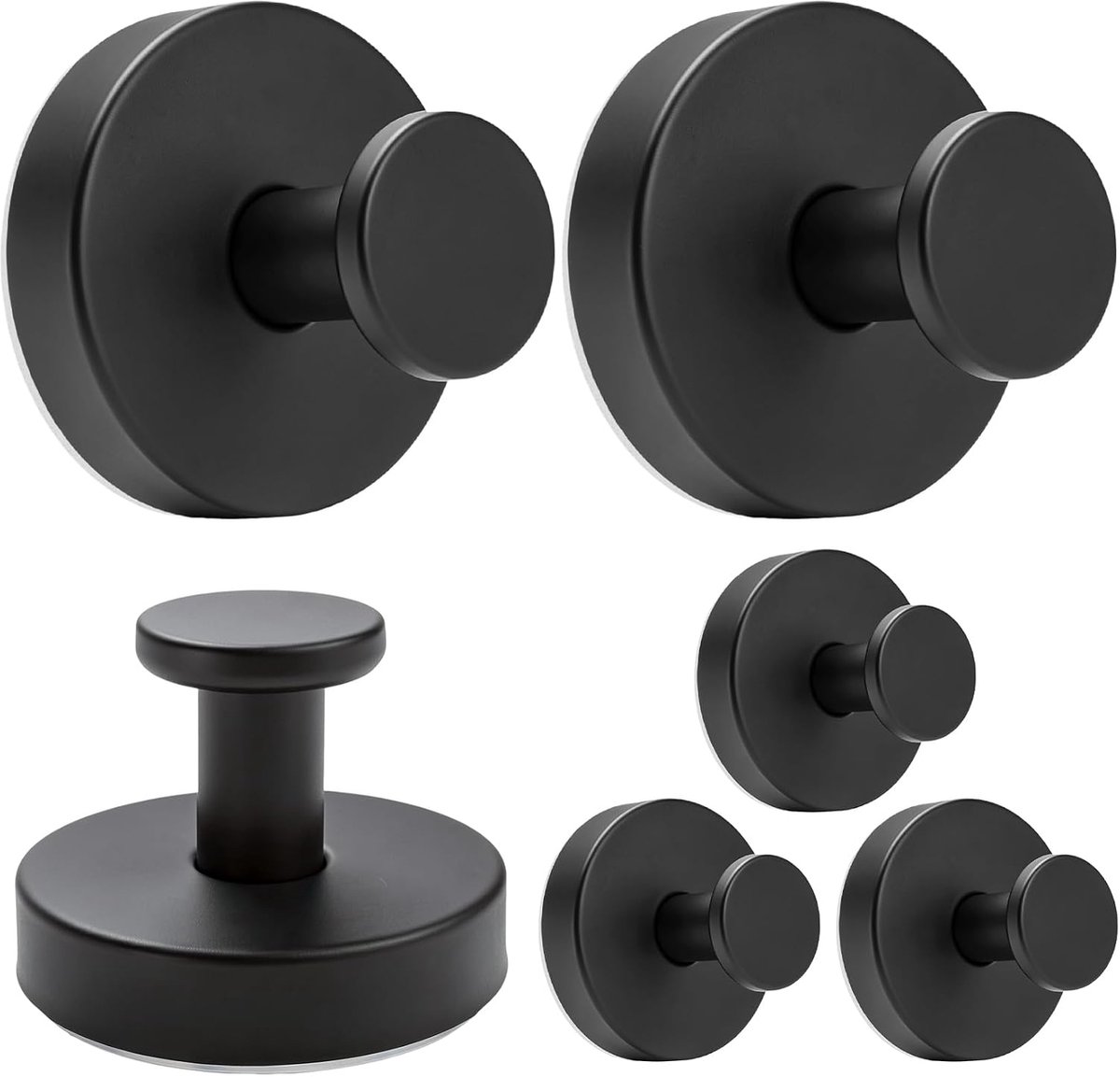 Handdoekhouder - Set van 6 - Glas - Zonder Boren - Herbruikbaar - Zwart