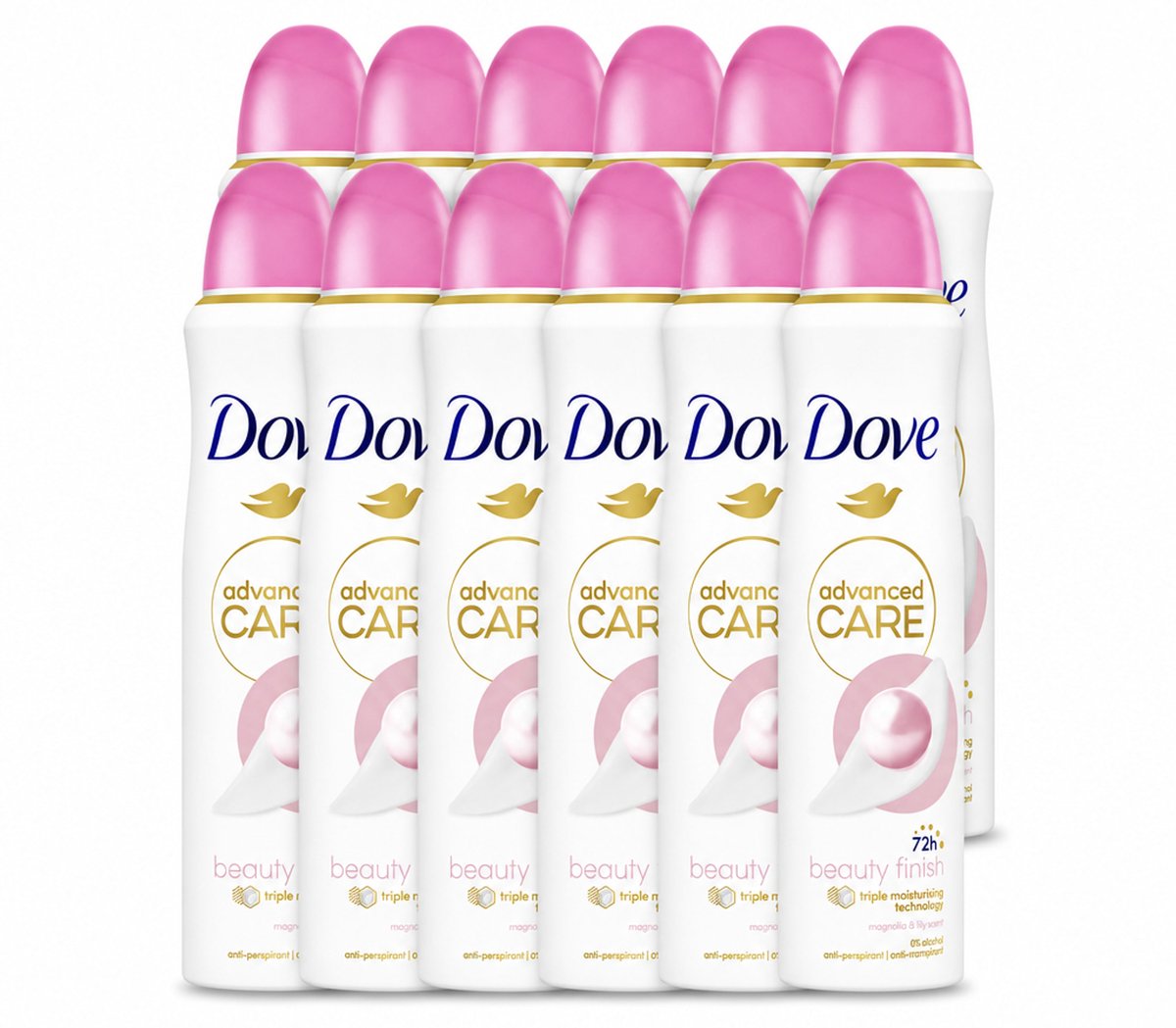 12 x Dove – Deodorant Spray – Beauty Finish – 150 ml - Voordeelverpakking - 12 stuks