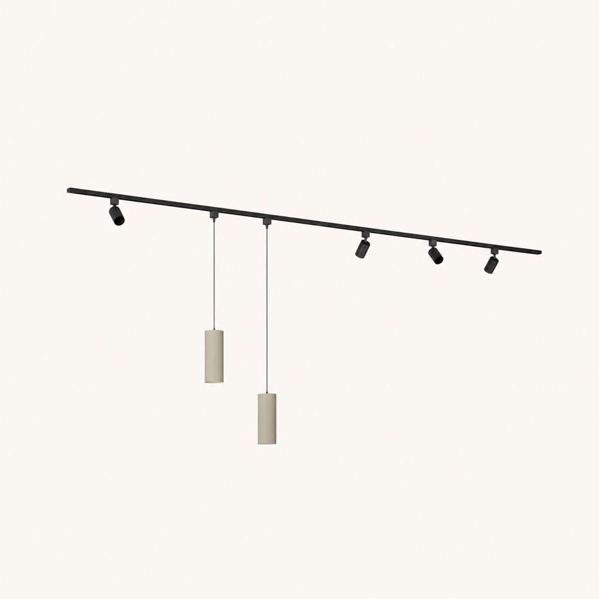 LUSENZ Railverlichting Pakket - Recht - 2x 1,5 m rail - 4 railspots - 2 hanglampen - Excl. Lichtbron - IP20 - Modulair - 230V - Taros/Belano(M) -